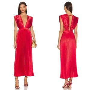 Red Plunge V-Neck Maxi Dress - Unbranded